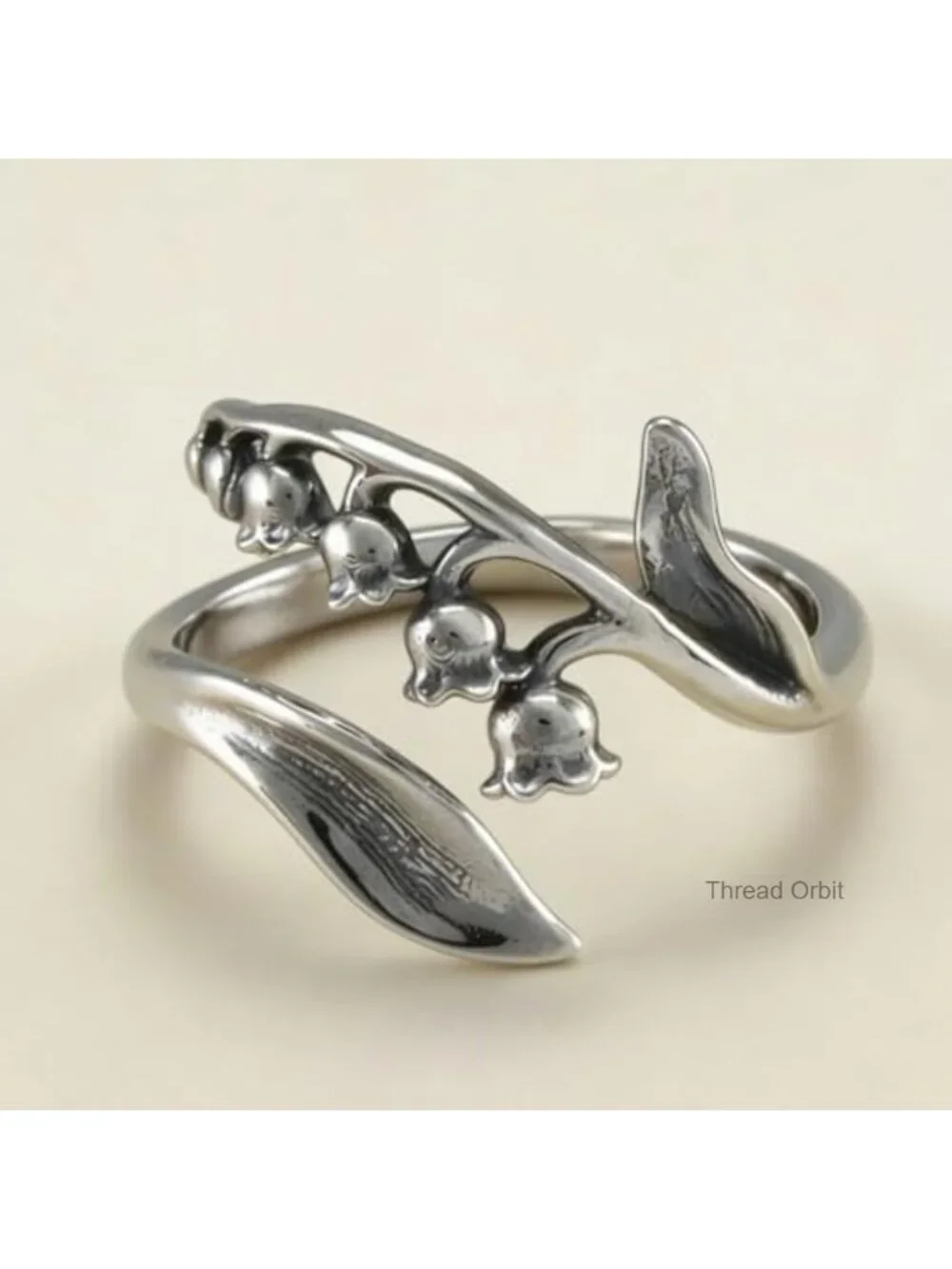 Vintage Silver Floral Adjustable Open Statement Ring